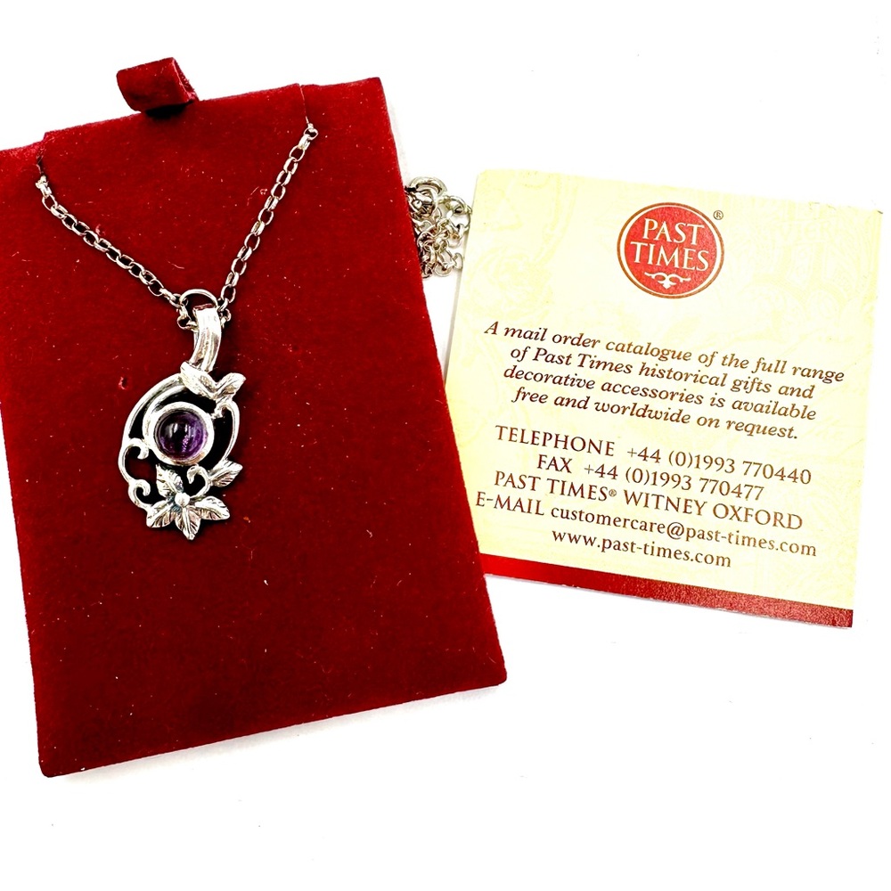 Vintage Past Times Sterling Silver Amethyst Pendant Necklace NIB
